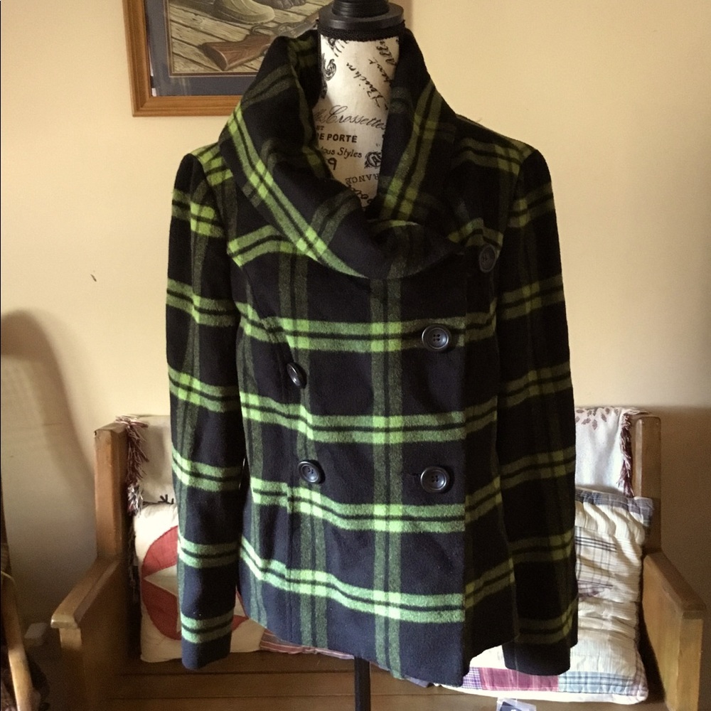 NWT Plaid Peacoat.